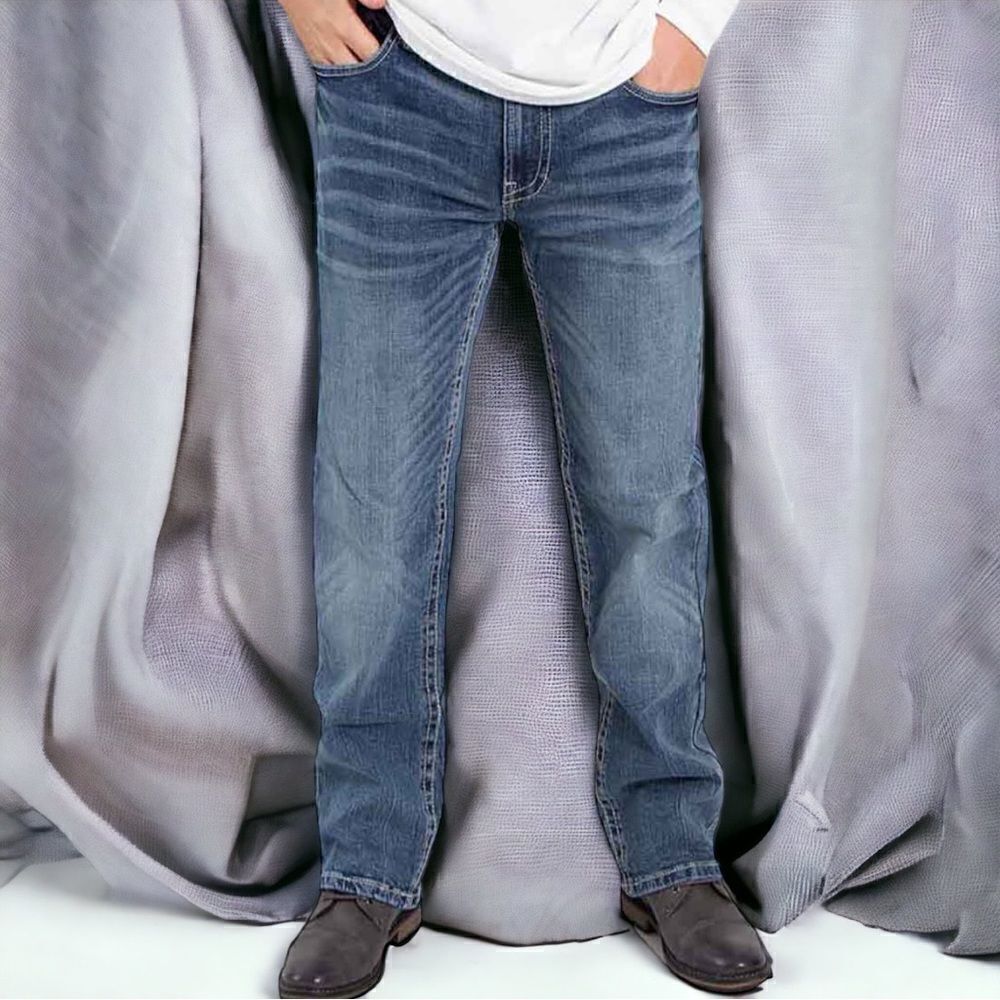 AXEL Men’s Straight Leg Whiskered Denim Jeans Size 36x32